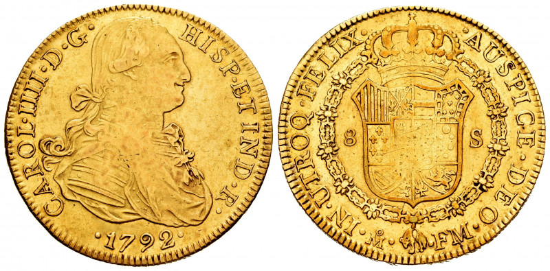 Charles IV (1788-1808). 8 escudos. 1792. México. FM. (Cal-1631). (Cal onza-1020)...