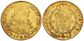 Charles IV (1788-1808). 8 escudos. 1793. Popayán. JF. (Cal-1664). (Cal onza-1054). (Restrepo-98-6). Au. 26,94 g. Choice VF. Est...1200,00. 

Spanish...