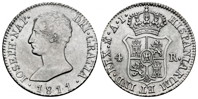 Joseph Napoleon (1808-1814). 4 reales. 1811. Madrid. AI. (Cal-15). Ag. 5,95 g. S...