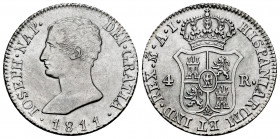 Joseph Napoleon (1808-1814). 4 reales. 1811. Madrid. AI. (Cal-15). Ag. 5,95 g. Scarce in this condition. Almost MS/AU. Est...200,00. 

Spanish Descr...