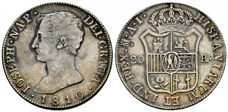 Joseph Napoleon (1808-1814). 20 reales. 1810. Madrid. AI. (Cal-37). Ag. 27,17 g....