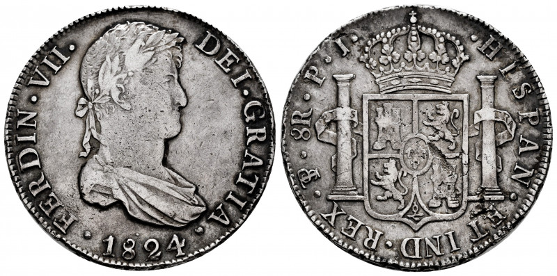 Ferdinand VII (1808-1833). 8 reales. 1824. Potosí. PJ. (Cal-1391). Ag. 26,81 g. ...