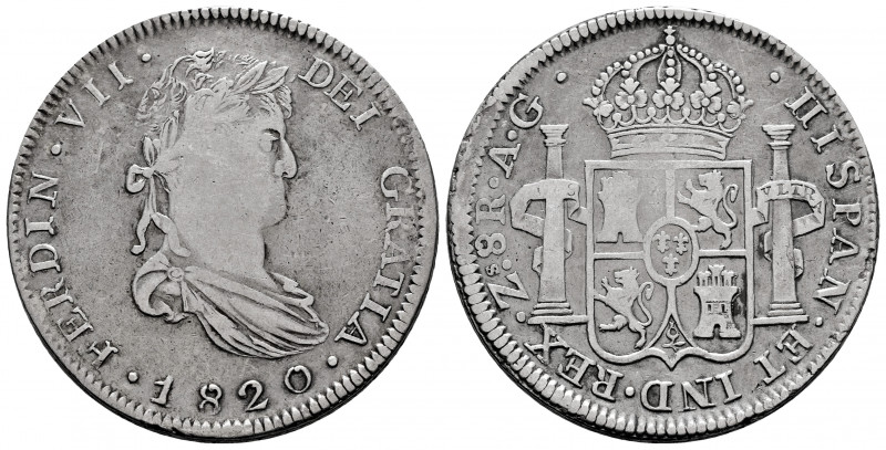 Ferdinand VII (1808-1833). 8 reales. 1820. Zacatecas. AG. (Cal-1463). Ag. 26,70 ...