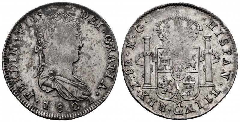 Ferdinand VII (1808-1833). 8 reales. 1821. Zacatecas. RG. (Cal-1465). Ag. 27,02 ...