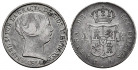 Elizabeth II (1833-1868). 4 reales. 1854. Madrid. (Cal-459). Ag. VF. Est...35,00. 

Spanish Description: Isabel II (1833-1868). 4 reales. 1854. Madr...