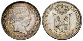 Elizabeth II (1833-1868). 40 centimos de escudo. 1866. Madrid. (Cal-501). Ag. 5,22 g. Some original luster remaining. AU. Est...120,00. 

Spanish De...