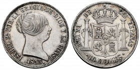 Elizabeth II (1833-1868). 10 reales. 1853. Madrid. (Cal-528). Ag. 12,97 g. A good sample. AU. Est...250,00. 

Spanish Description: Isabel II (1833-1...