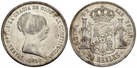 Elizabeth II (1833-1868). 20 reales. 1850. Madrid. (Cal-592). Ag. 26,10 g. Minor marks. Almost XF. Est...180,00. 

Spanish Description: Isabel II (1...