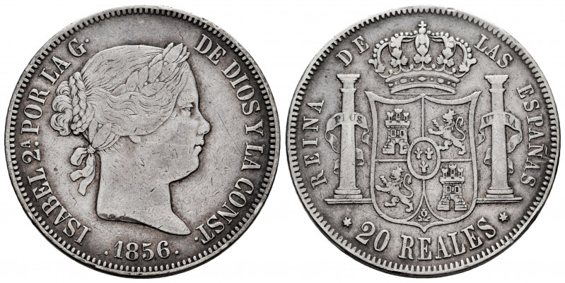 Elizabeth II (1833-1868). 20 reales. 1856. Madrid. (Cal-612). Ag. 25,59 g. Minor...