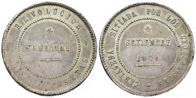 Cantonal Revolution. 5 pesetas. 1873. Cartagena (Murcia). (Cal-7). Ag. 29,38 g. Coincident. 80 pearls on obverse and 85 on reverse. XF. Est...300,00. ...