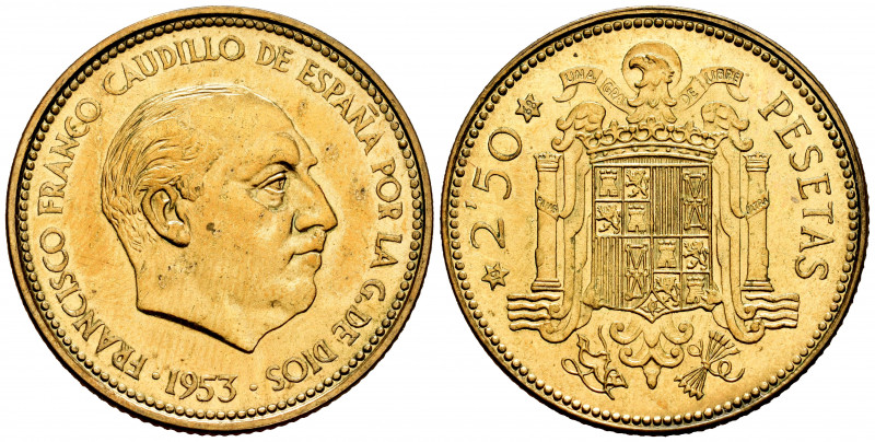 Estado Español (1936-1975). 2,50 pesetas. 1953*19-68. Madrid. (Cal-87). 6,97 g. ...