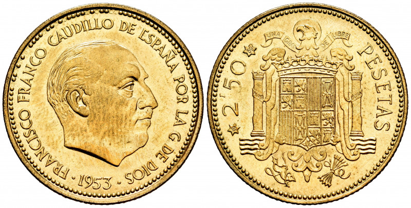 Estado Español (1936-1975). 2,50 pesetas. 1953*19-69. Madrid. (Cal-88). 6,73 g. ...