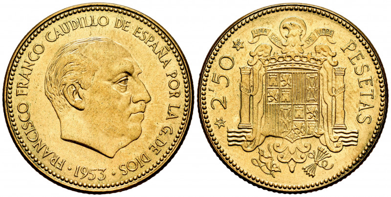 Estado Español (1936-1975). 2,50 pesetas. 1953*19-70. Madrid. (Cal-89). 6,90 g. ...