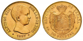 Estado Español (1936-1975). 20 pesetas. 1887*19-62. Madrid. PGV. (Cal-171). Au. 6,45 g. Plenty of original luster. Mint state. Est...300,00. 

Spani...