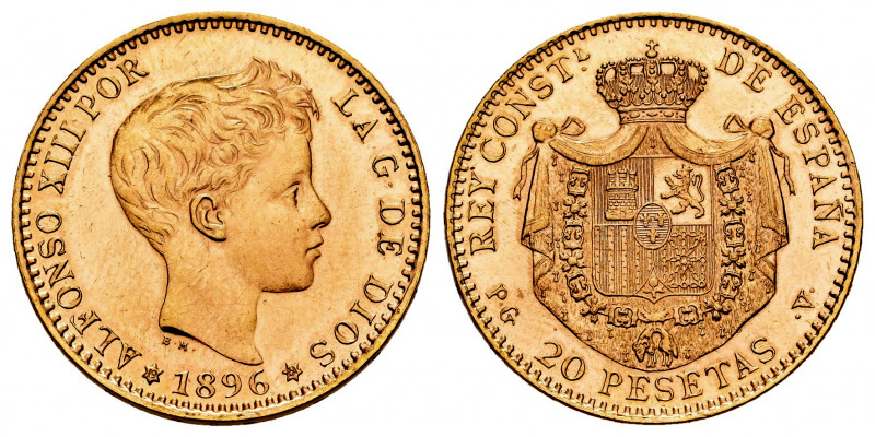 Estado Español (1936-1975). 20 pesetas. 1896*19-61. Madrid. PGV. (Cal-172). Au. ...