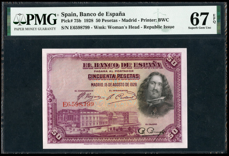 50 pesetas. 1928. Madrid. (Ed-354). August 15, Velázquez. Serie E. Salbbed by PM...