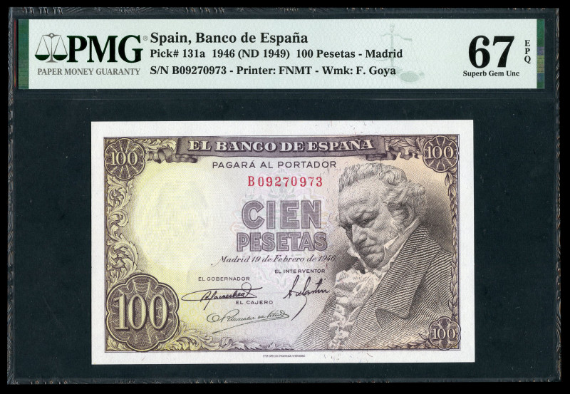 100 pesetas. 1946. Madrid. (Ed-451b). February 19, Francisco de Goya. Slabbed by...