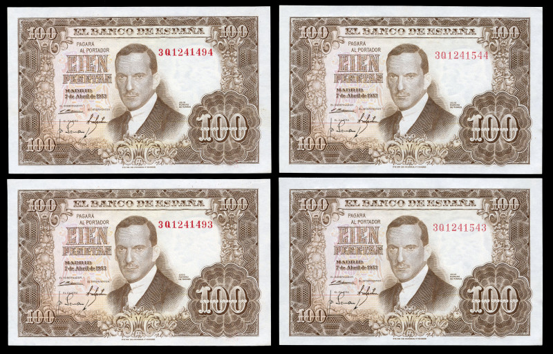 100 pesetas. 1953. Madrid. (Ed 2017-464c). April 7, Julio Romero de Torres. 2 co...