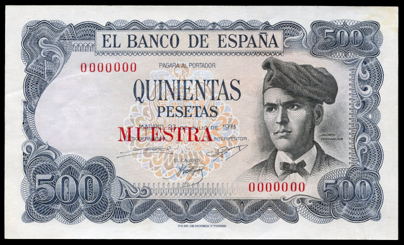 500 pesetas. 1971. Madrid. (Ed-473M). July 23rd, Jacinto Verdaguer. MUESTRA in r...