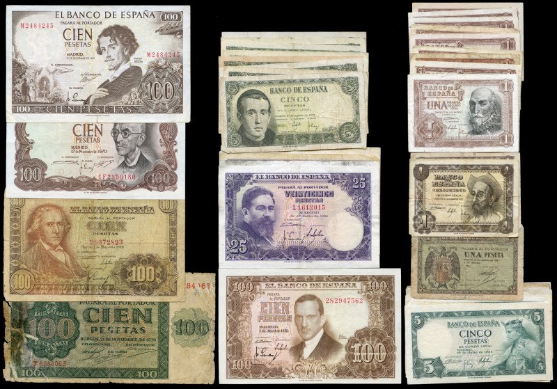 Lot of 39 different Spanish banknotes. TO EXAMINE. F/Almost VF. Est...50,00. 
...