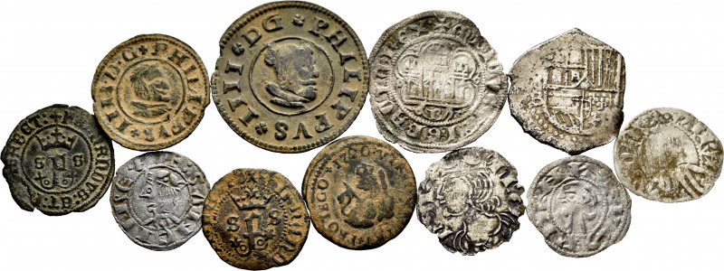 Lot of 11 coins from the Middle Ages to the Austrias. Cornados, Dineros and Meaj...