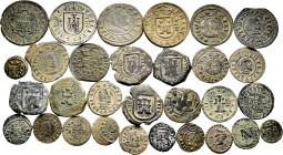 Lot of 30 Habsburgs coins. Interesting set with a great variety of values, dates and mints: Córdoba, Coruña, Cuenca, Granada, Madrid, Pamplona, Segovi...