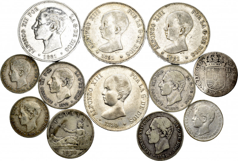 Lot of 32 coins of the Centenary of the Peseta, also includes 1 real of Charles ...