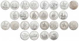 Lot of 13 silver coins of 5 ECU. All different. 437,82g. TO EXAMINE. PR. Est...200,00. 

Spanish Description: Lote de 13 monedas de plata de 5 ecus....