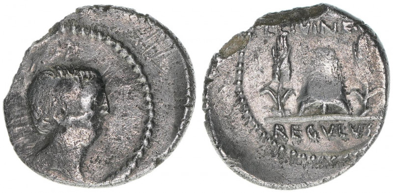 L. Livineius Regulus - Prätor
Römisches Reich - Republik. Denar, 42 BC. Regulus ...