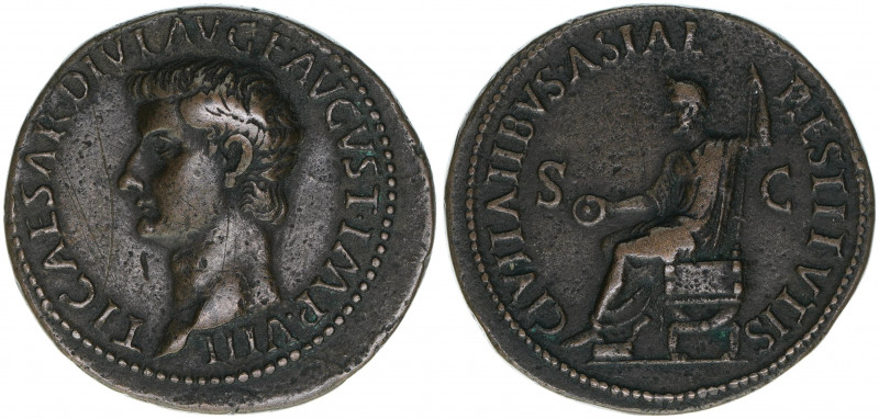 Tiberius 14-37
Römisches Reich - Kaiserzeit. AE Medaillon, 1500-1570. Paduaner -...