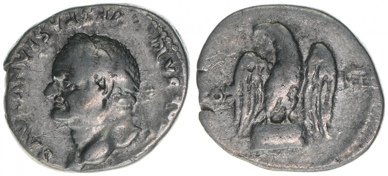 Vespasianus 69-79
Römisches Reich - Kaiserzeit. Denar. COS VII - Linkskopf/Adler...