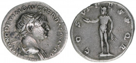 Traianus 98-117
Römisches Reich - Kaiserzeit. Denar. COS VI P P SPQR
Rom
3,23g
Kampmann 27.36
ss