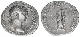 Traianus 98-117
Römisches Reich - Kaiserzeit. Denar. COS V PP SPQR OPTIMO PRINC
Rom
3,39g
Kampmann 27.32
ss