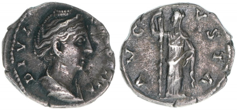 Faustina +141 Gattin des Antoninus Pius
Römisches Reich - Kaiserzeit. Denar. AVG...