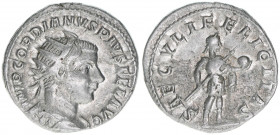 Gordianus III. Pius 238-244
Römisches Reich - Kaiserzeit. Antoninian. SAECVLI FELICITAS
Rom
4,14g
RIC 216
ss+