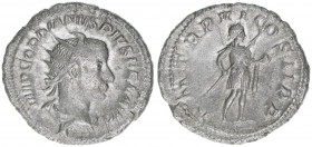 Gordianus III. Pius 238-244
Römisches Reich - Kaiserzeit. Antoninian. P M TR P VI COS II P P
Rom
4,44g
Kampmann - (zu 72.40)
ss