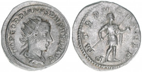 Gordianus III. Pius 238-244
Römisches Reich - Kaiserzeit. Antoninian. P M TR P V COS II P P
Rom
4,44g
RIC 93
ss/vz