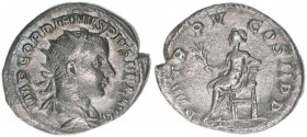 Gordianus III. Pius 238-244
Römisches Reich - Kaiserzeit. Antoninian. P M TR P V COS II P P
Rom
4,15g
Kampmann 72.39
ss