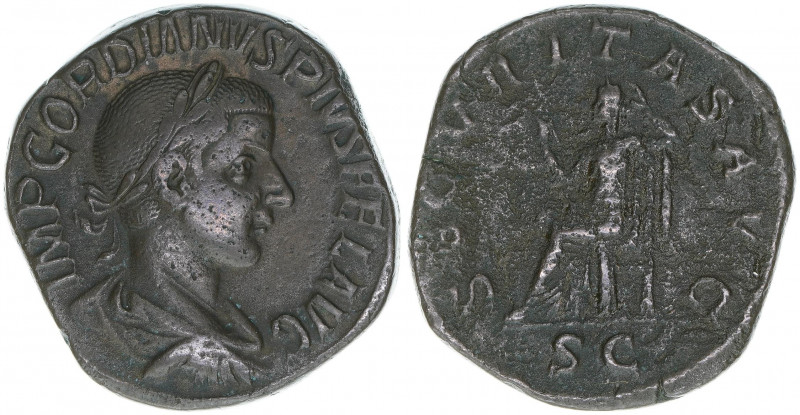 Gordianus III. Pius 238-244
Römisches Reich - Kaiserzeit. Sesterz. SECVRITAS AVG...