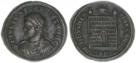 Constantius II. 337-361
Römisches Reich - Kaiserzeit. Follis. PROVIDENTIAE CAESS Lagertor
3,04g
Kampmann 147.21
ss/vz