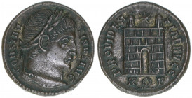 Constantinus I. 307-337
Römisches Reich - Kaiserzeit. Follis. PROVIDENTIAE AVGG
Rom
2,72g
RIC 287
vz-