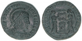Constantinus I. 307-337
Römisches Reich - Kaiserzeit. Follis. VICTORIA LAET PRINC PERP
Ticinum
2,97g
RIC 84
ss