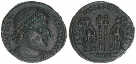 Constantinus I. 307-337
Römisches Reich - Kaiserzeit. Follis. GLORIA EXERCITVS
Antiochia
2,81g
RIC 86
vz-