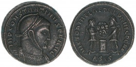 Constantinus I. 307-337
Römisches Reich - Kaiserzeit. Follis. VICTORIAE LAETAS PRINC PERP
Siscia
3,38g
RIC 86
ss/vz