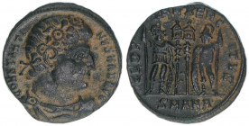 Constantinus I. 307-337
Römisches Reich - Kaiserzeit. Follis. GLORIA EXERCITVS
Antiochia
2,12g
RIC 86
ss-