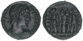 Constantinus I. 307-337
Römisches Reich - Kaiserzeit. Follis. GLORIAE EXERCITVS
Constantinopel
2,67g
RIC 59
ss+