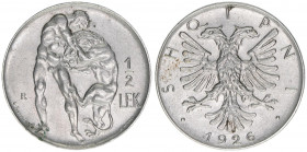 1/2 Lek, 1926 R
Republik Albanien 1925-1928. 6,07g. Schön 4
vz