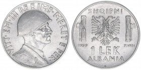 Victor Emanuel III.
Königreich Albanien 1928-1947. 1 Lek, 1939 R. 8,07g
Schön 31
ss+