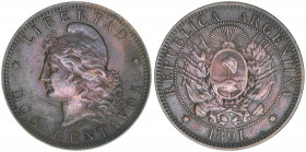 Republik
Argentinien. Dos Centavos, 1891. 9,99g
Kahnt/Schön 25
ss