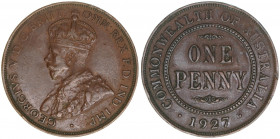 Georg V. 1910-1936
Australien. One Penny, 1927. 9,35g
Schön 14
ss/vz